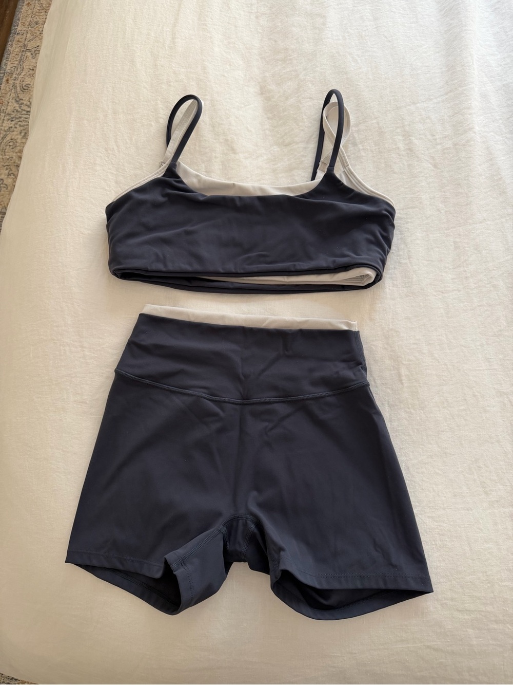 Gold Hinge Navy/Blue Activewear Set - Sports Bra and High-Waist Shorts